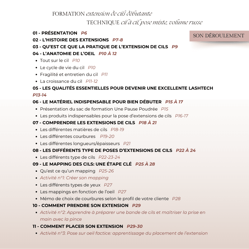 Formation extensions de cils débutante