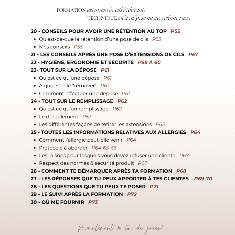 Formation extensions de cils débutante